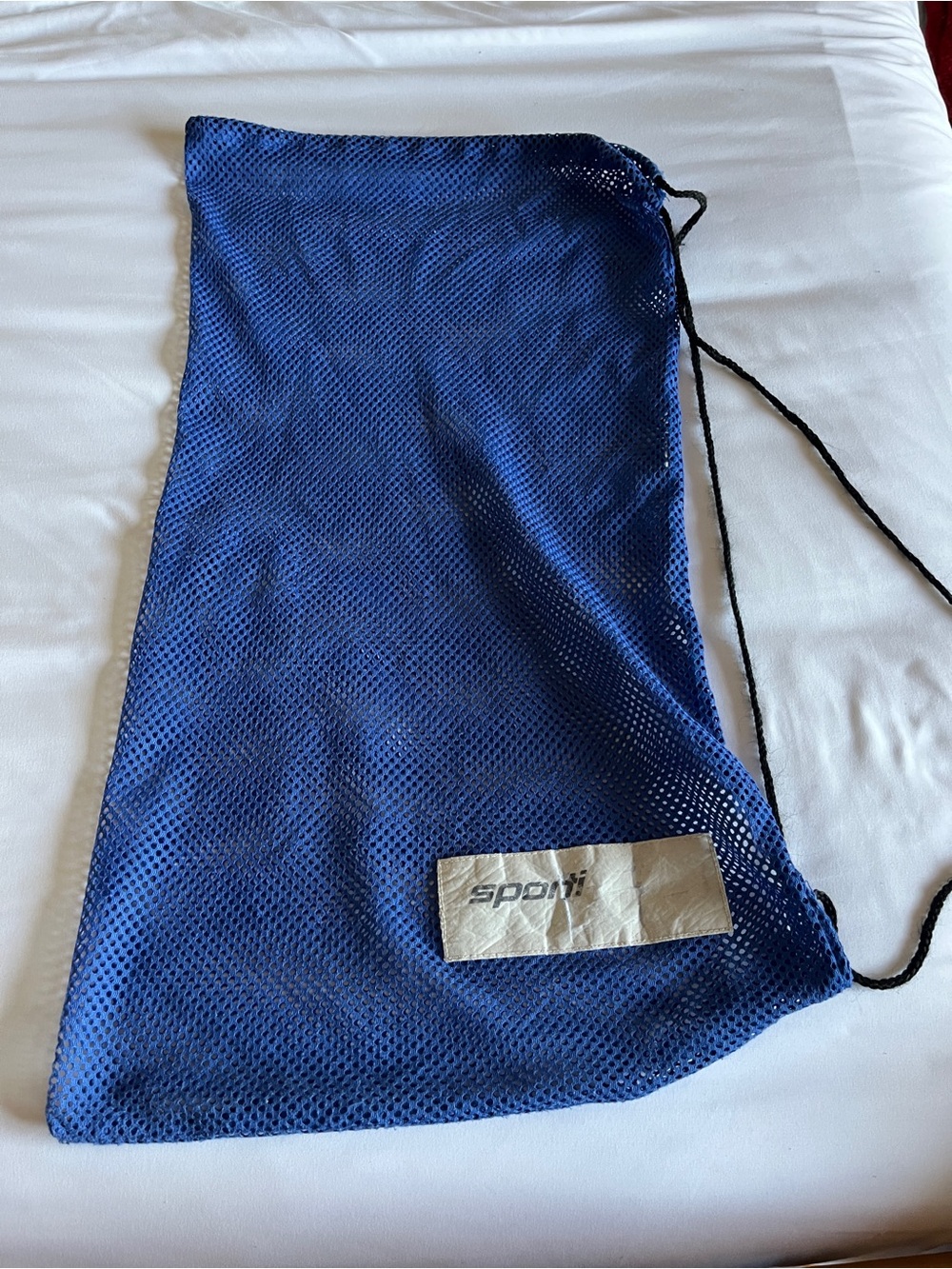 Sporti Blue Mesh Drawstring Swim Gear Bag Backpack 14x28 Wet/Dry Travel Sack